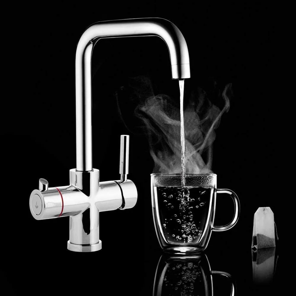 The Best Instant Boiling Water Taps Reviews & Buying Guide - Chrome 3-in-1 Instant Boiling Water Kitchen Swivel Mixer Tap 1